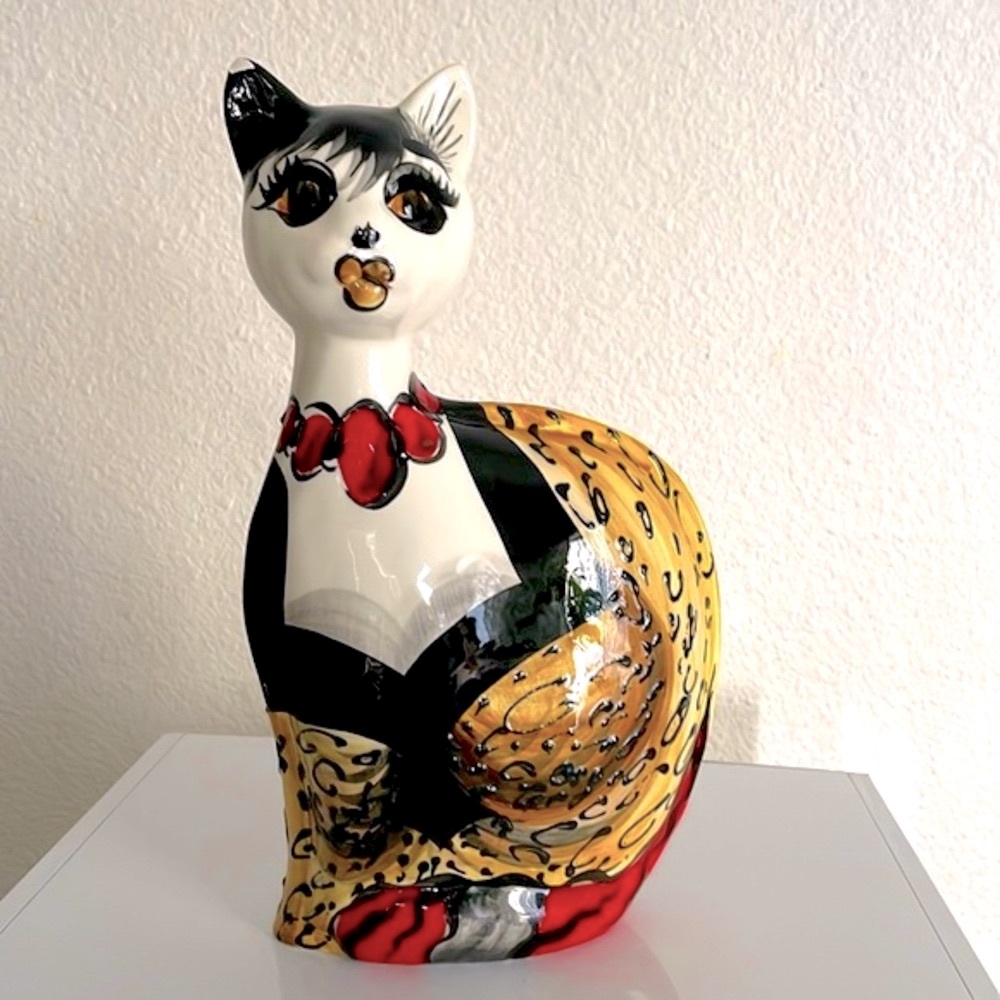 Turov Signed Ceramic Cat Art